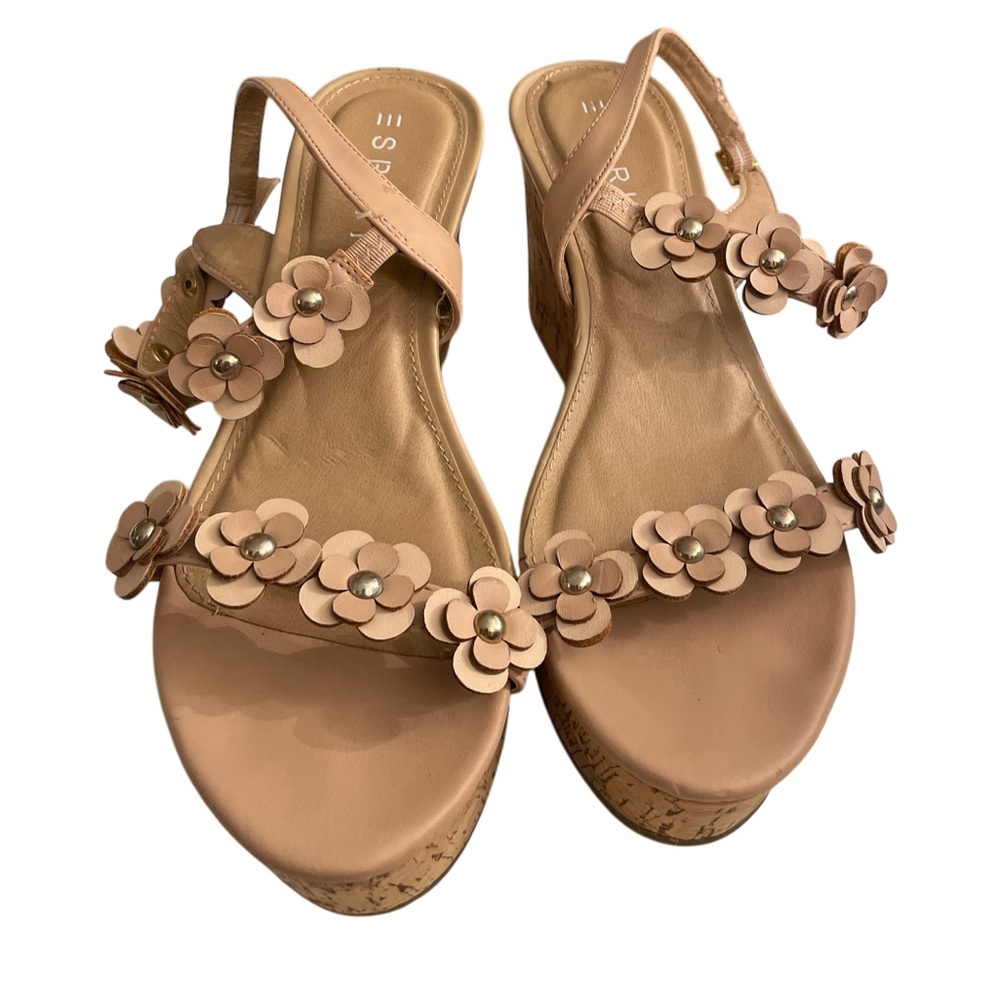 ESPRIT Sandals Cream Flower Embellishment Size 7.5/8